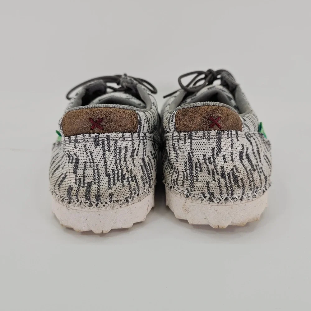 Twisted X‎ Mens EcoTWX Slip On Driving Loafers Grey White Patterned Knit 9.5